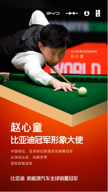 天天配资网 冠军致敬冠军！赵心童成为比亚迪冠军形象大使
